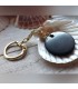 Porte-clé "Pastille" en shungite (attache dorée)