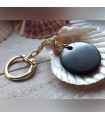 Porte-clé pastille en shungite (attache couleur dorée)