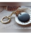 Porte-clé pastille en shungite (attache couleur dorée)