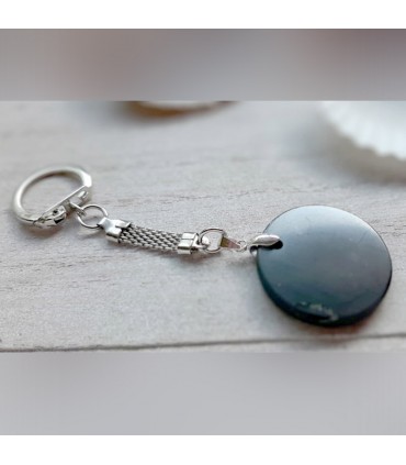 Porte-clé "Pastille" en shungite (attache argentée)