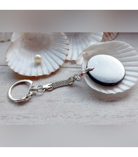 Porte-clé "Pastille" en shungite (attache argentée)