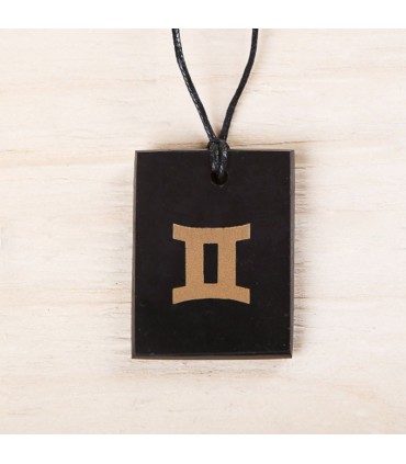 Pendentif "Gémeaux" en Shungite rectangulaire